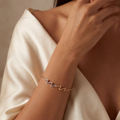 Load image 1 in gallery view. Heartbeat Line Diamond Bangle