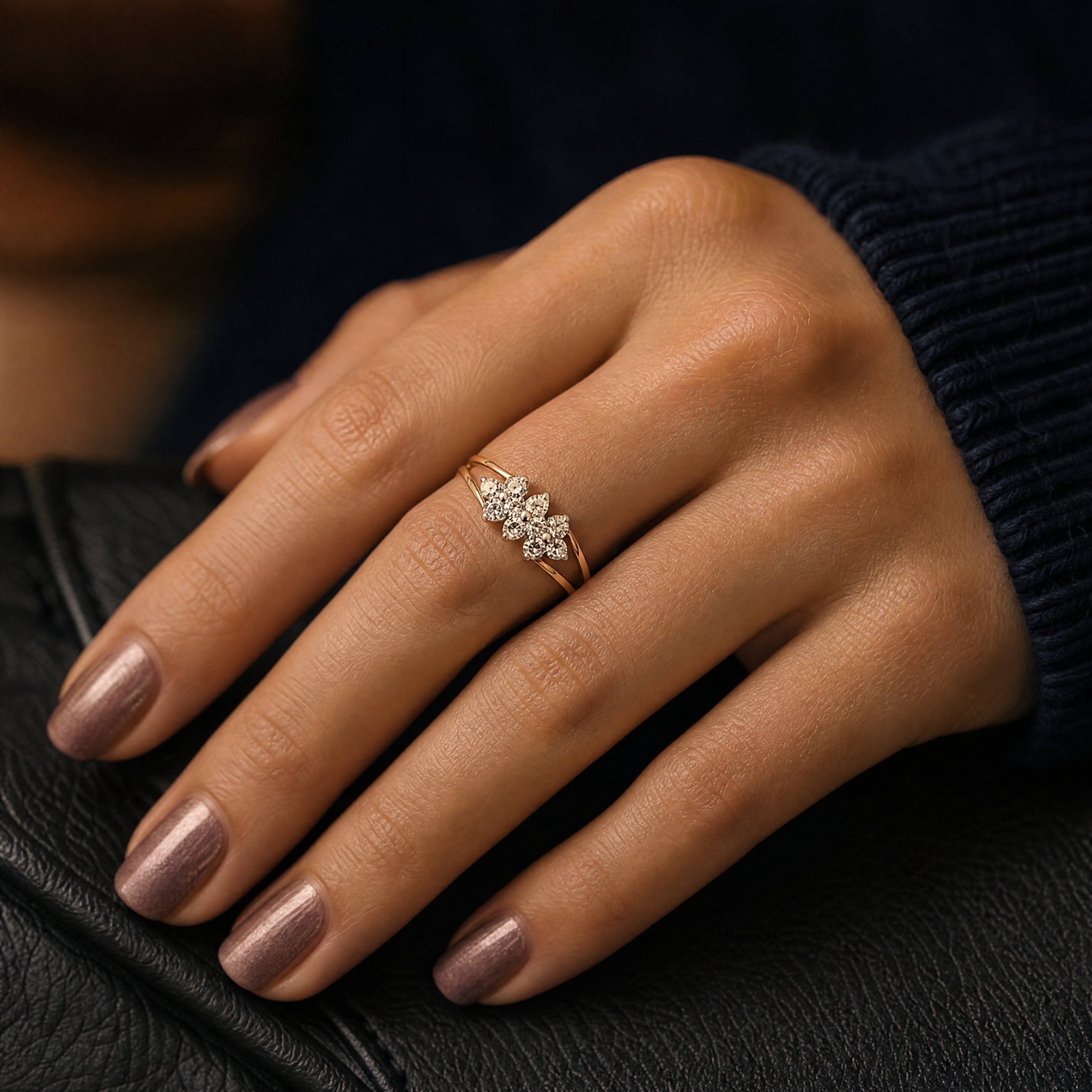 Floral Fancy Prongs Natural Diamonds