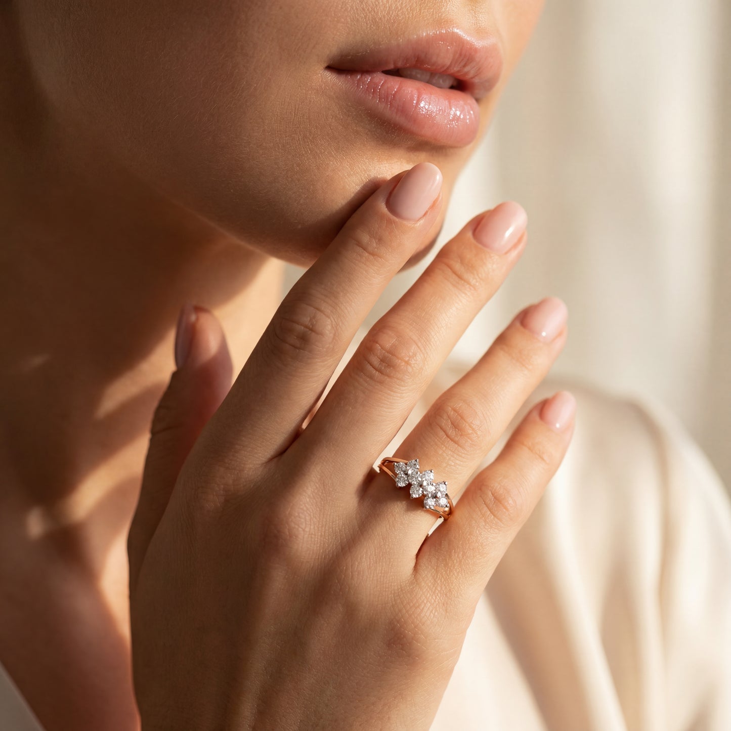 Floral Fancy Prongs Natural Diamonds