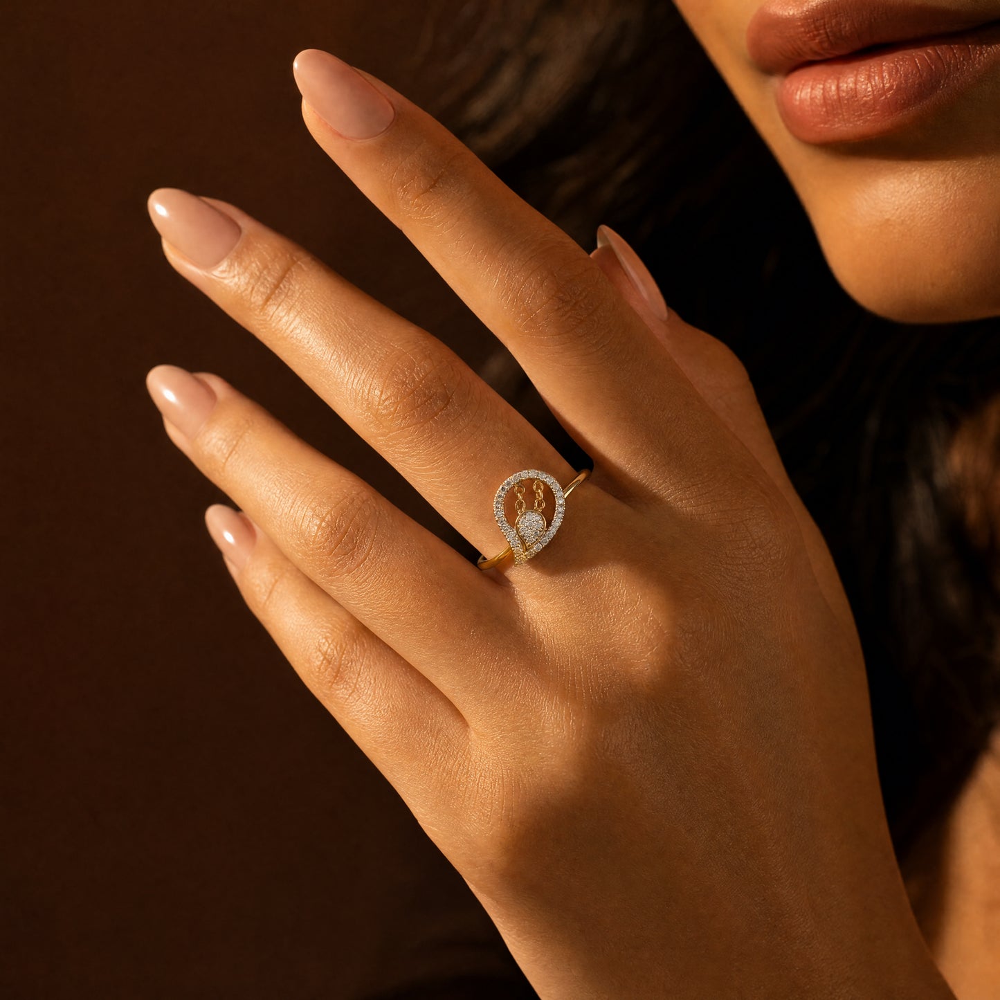 Fancy Pear Cluster Natural Diamond Ring