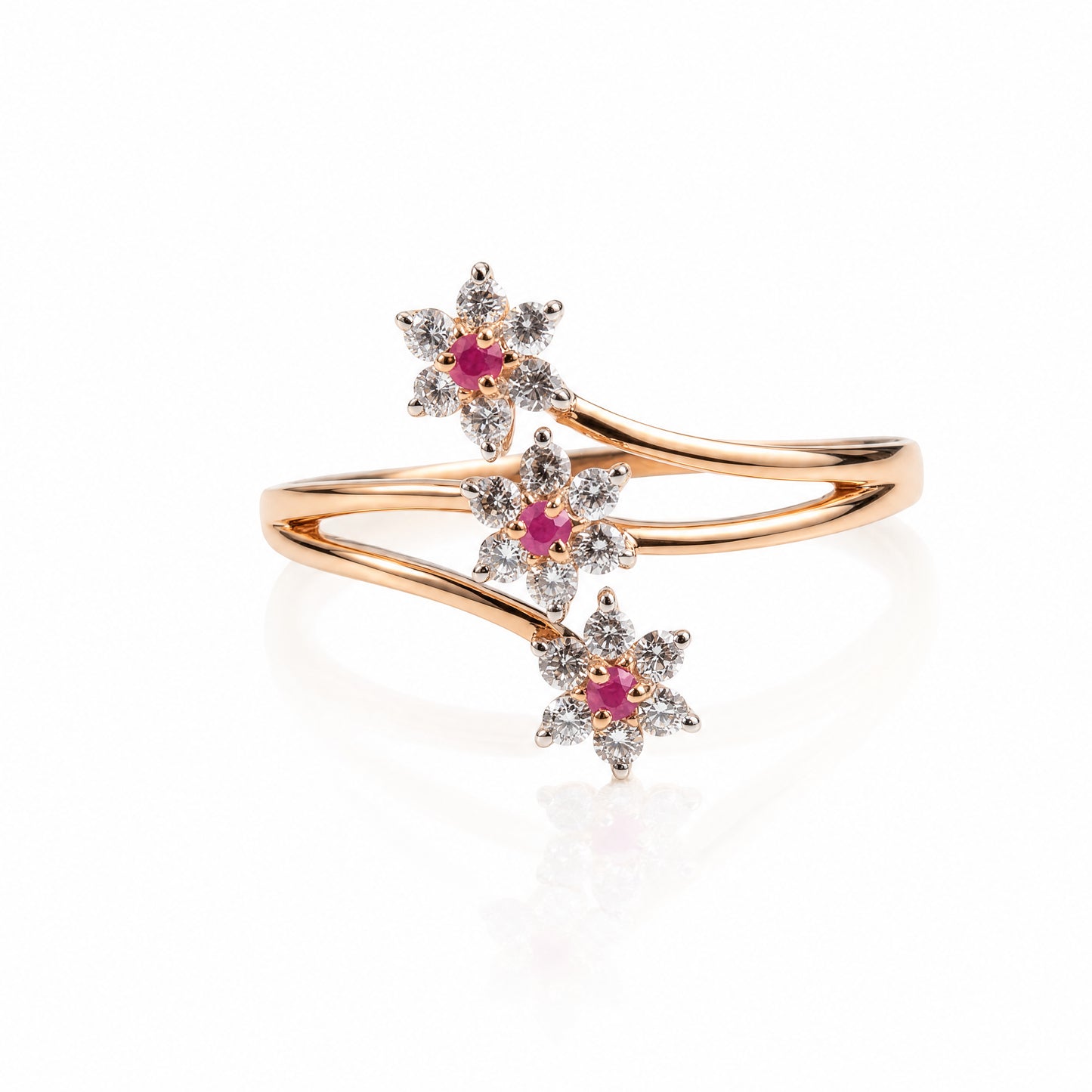 Trio Blossom Natural Diamond Ring