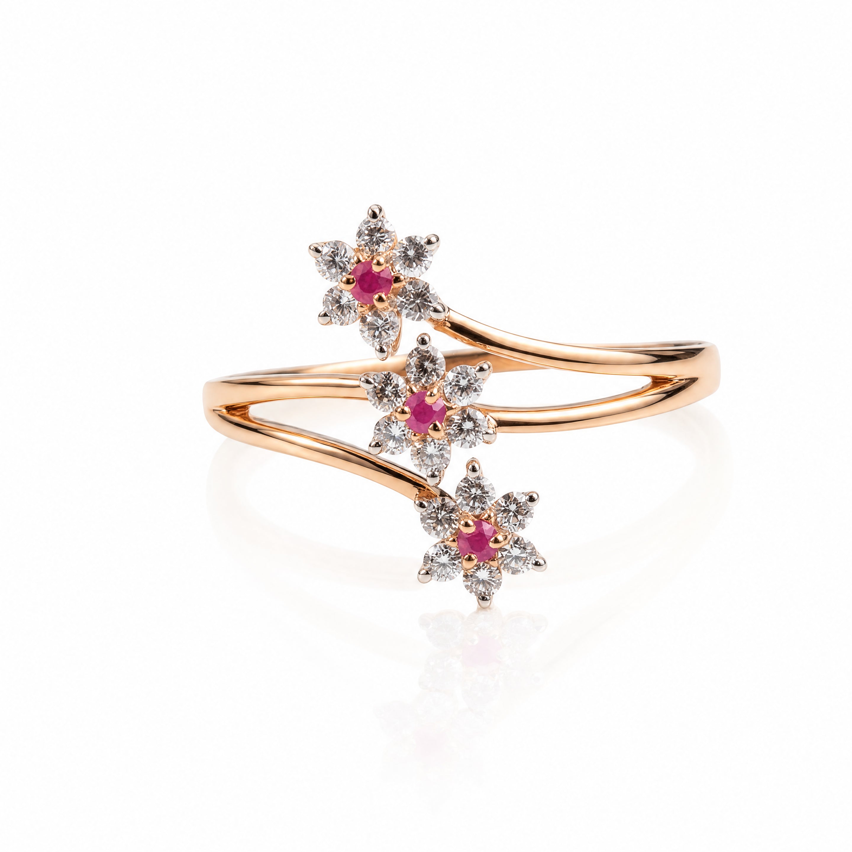 Trio Blossom Natural Diamond Ring