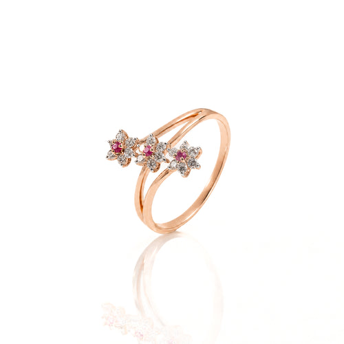 Load image 1 in gallery view. Trio Blossom Natural Diamond Ring
