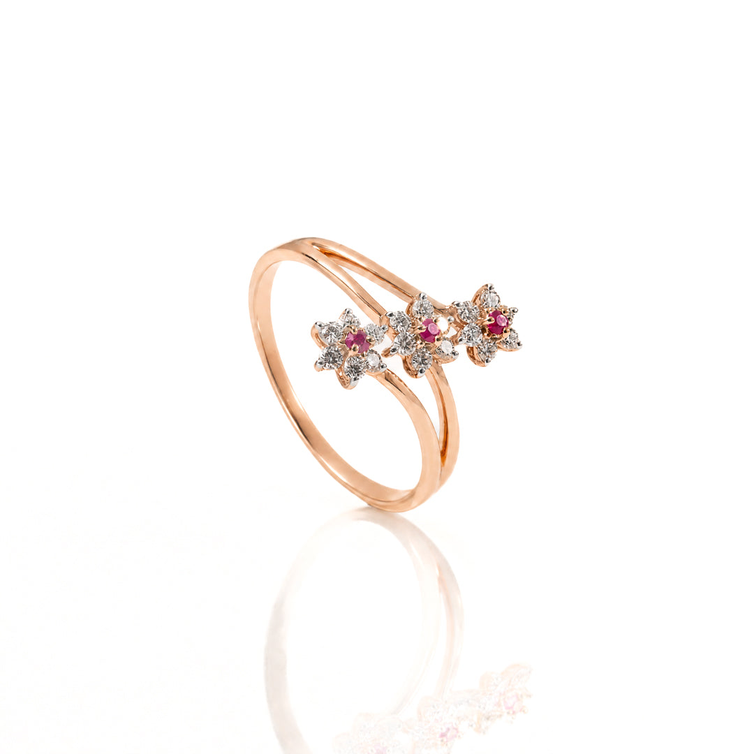 Trio Blossom Natural Diamond Ring