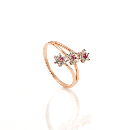 Load image 1 in gallery view. Trio Blossom Natural Diamond Ring
