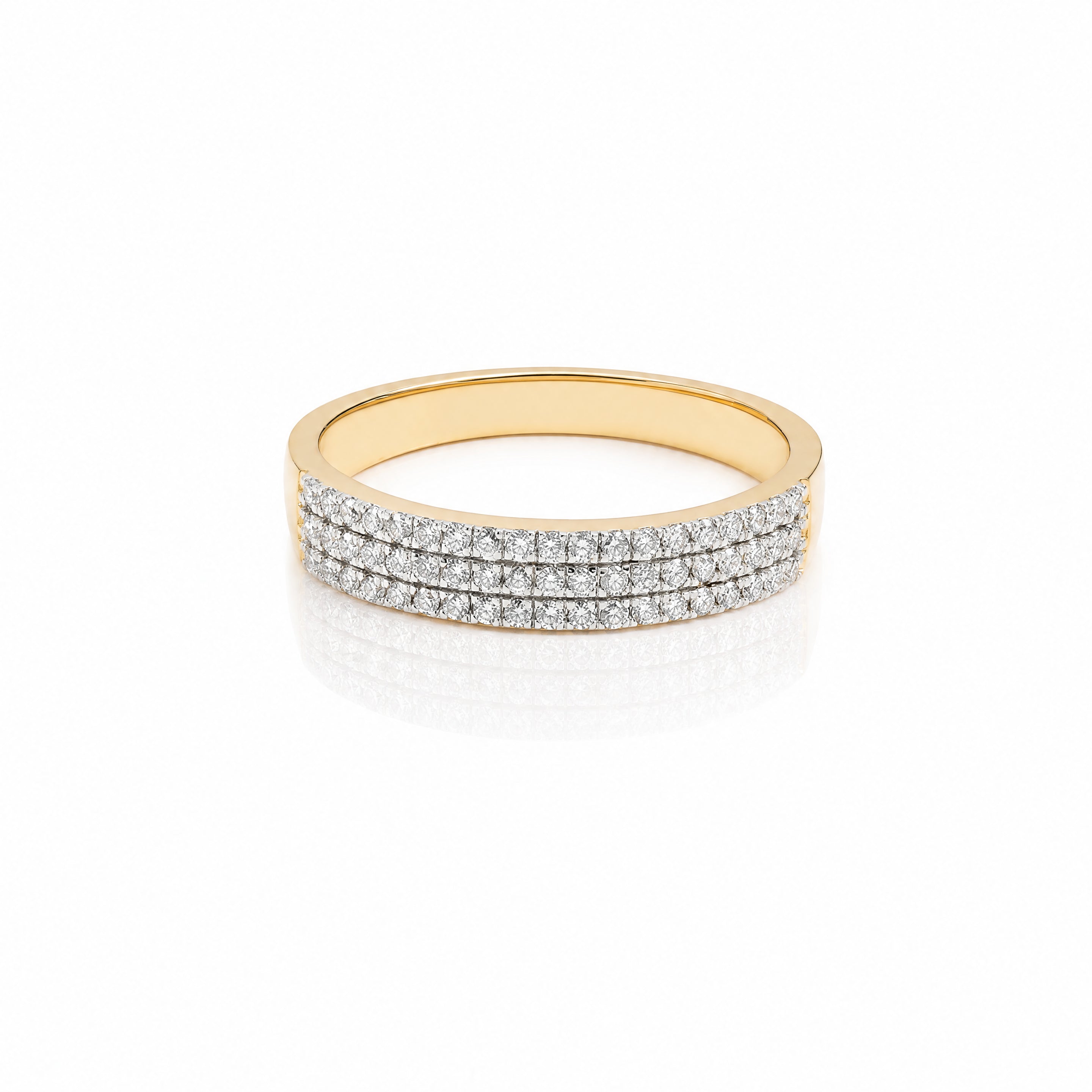 3 Row Pave Natural Diamond Ring