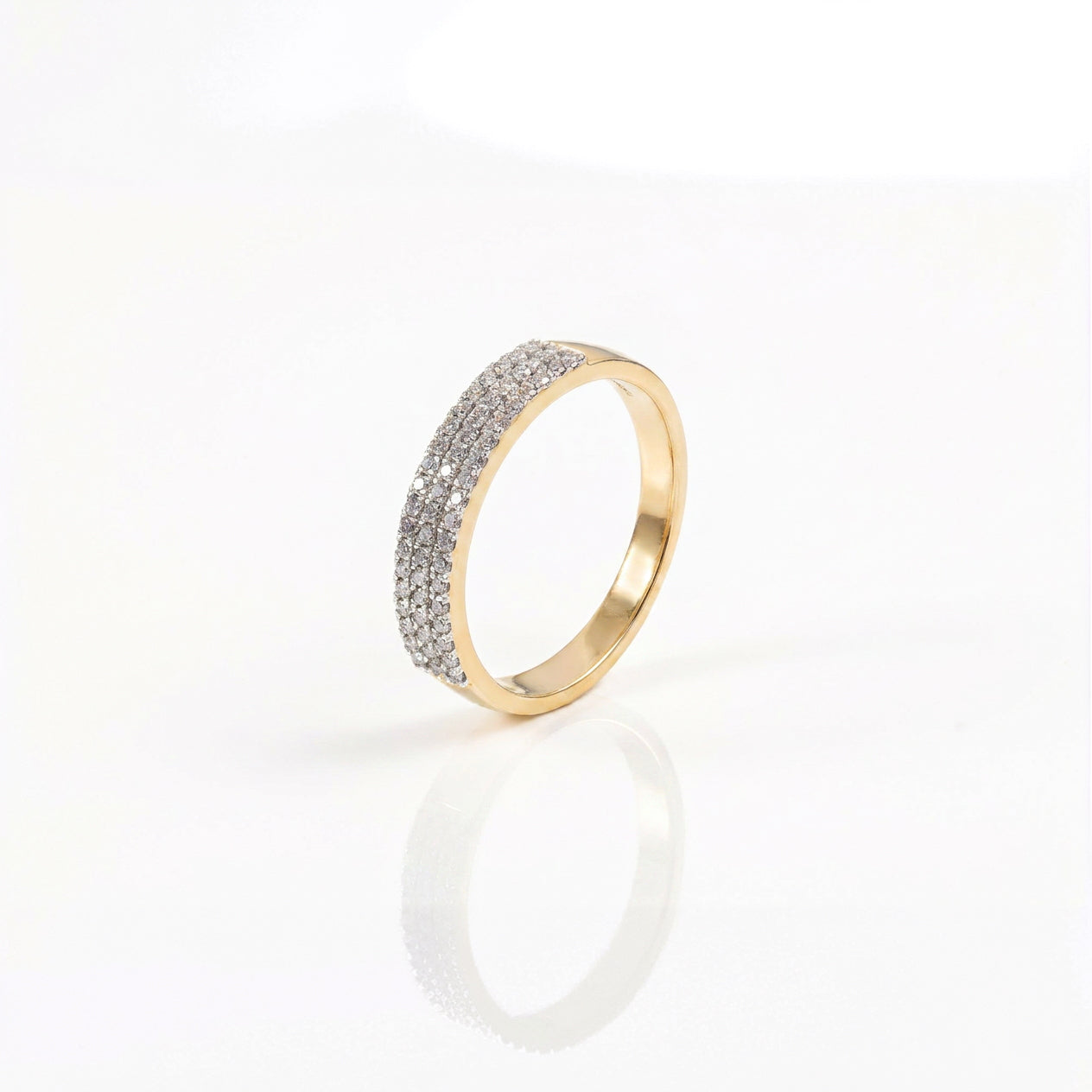 3 Row Pave Natural Diamond Ring