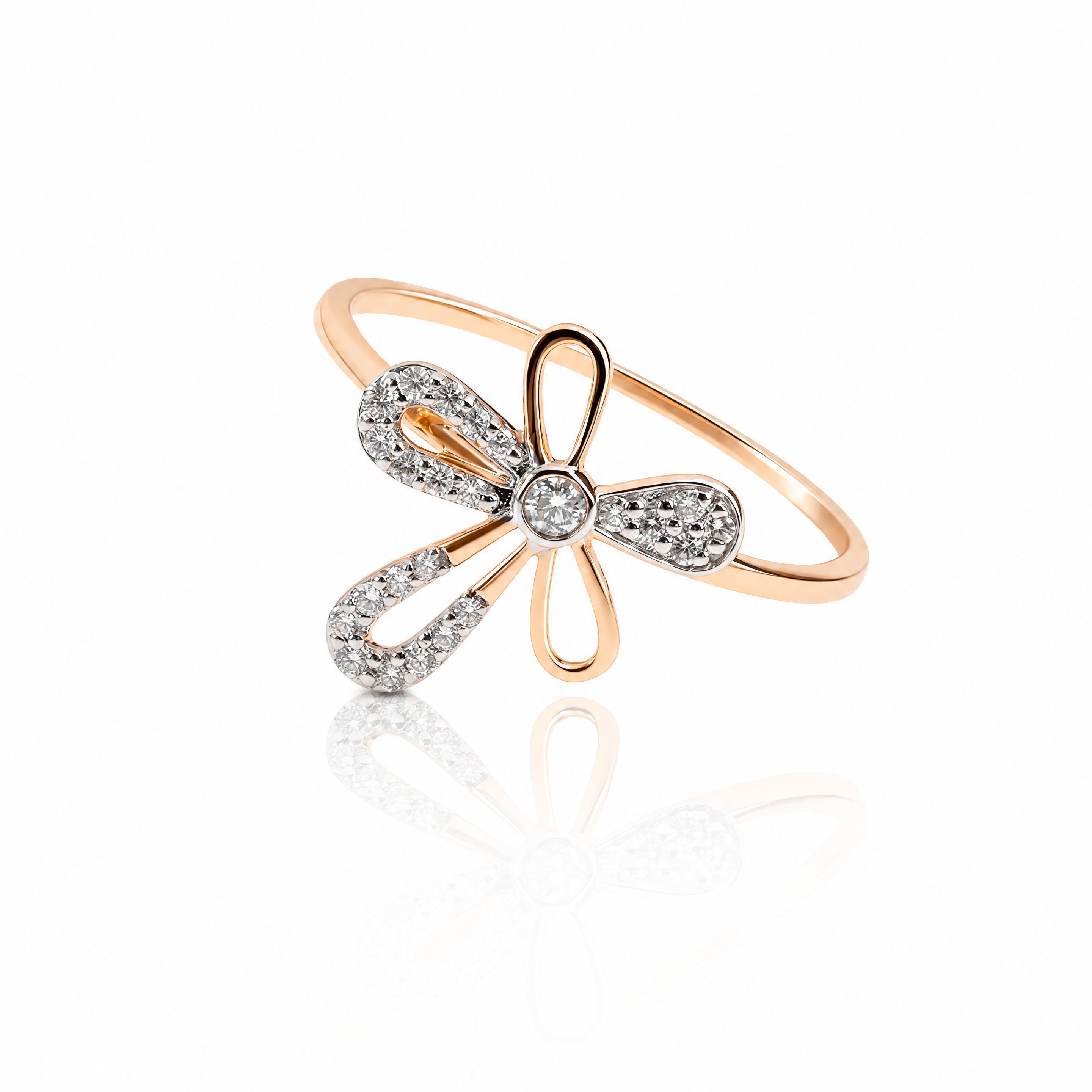 Flower Lace Pave Natural Diamond Ring