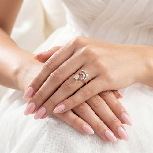 Load image 1 in gallery view. Dainty ring inspired by celestial body