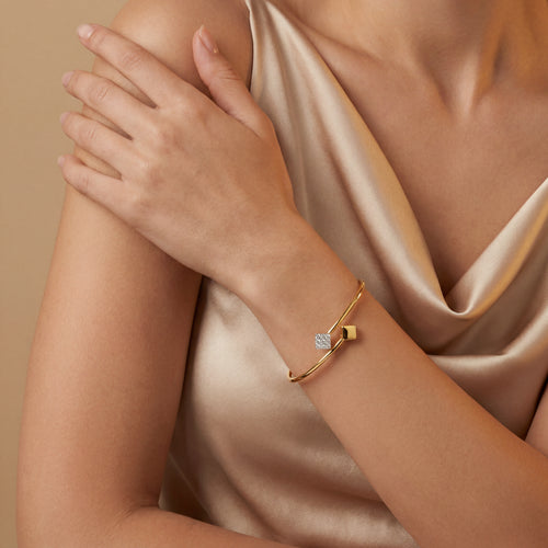 Load image 1 in gallery view. Cube Charm Diamond Bangle