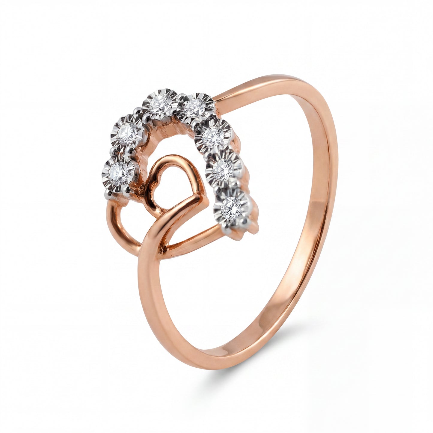 Double heart Natural Diamond Ring