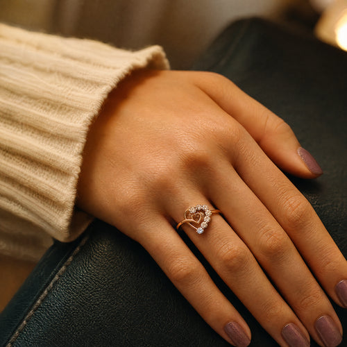 Load image 1 in gallery view. Double heart Natural Diamond Ring