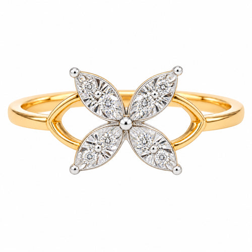 Load image 1 in gallery view. Four-Petal Diamond Ring