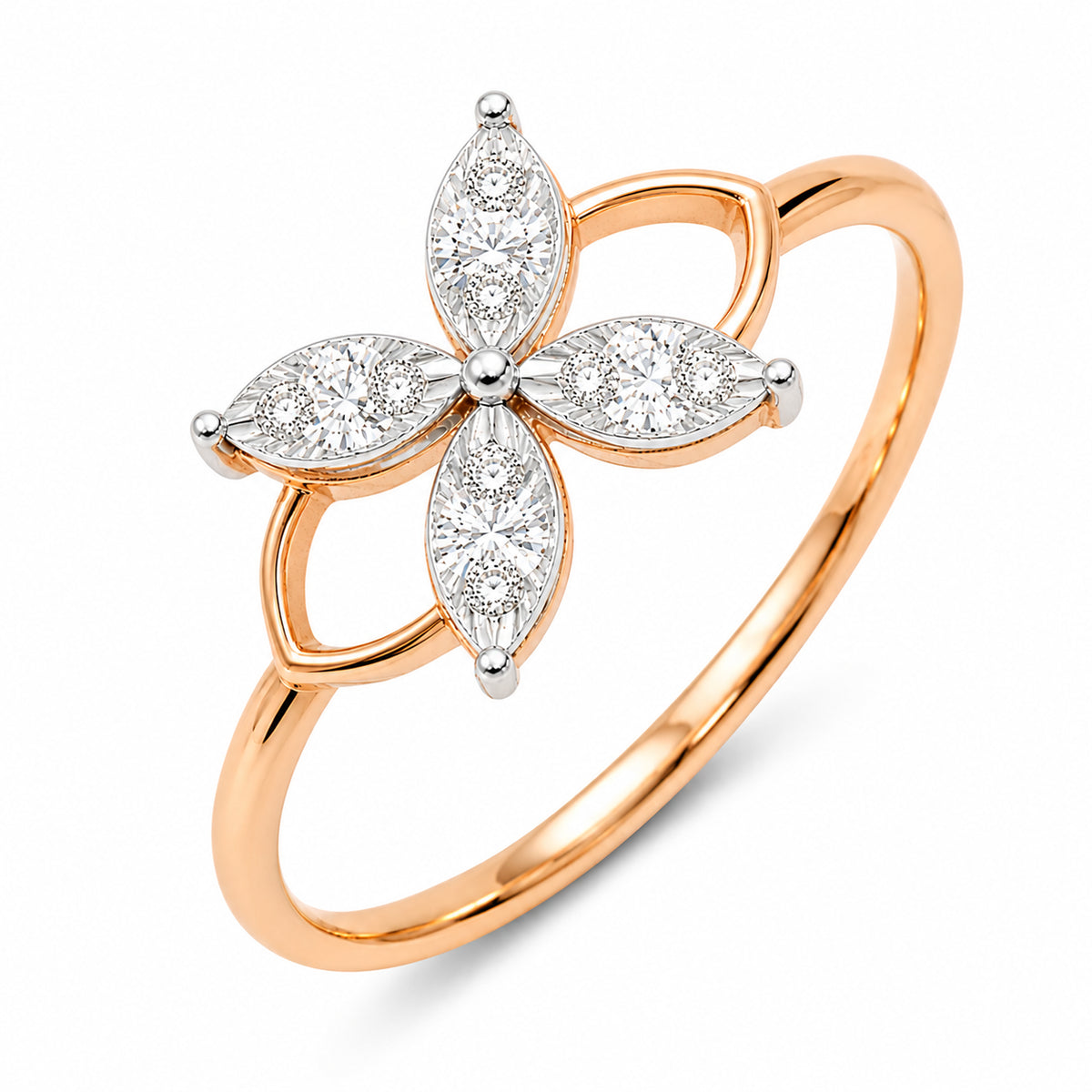 Four-Petal Diamond Ring