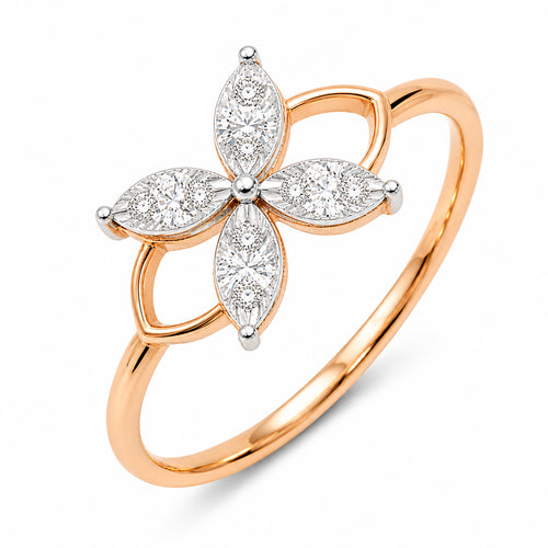 Load image 1 in gallery view. Four-Petal Diamond Ring