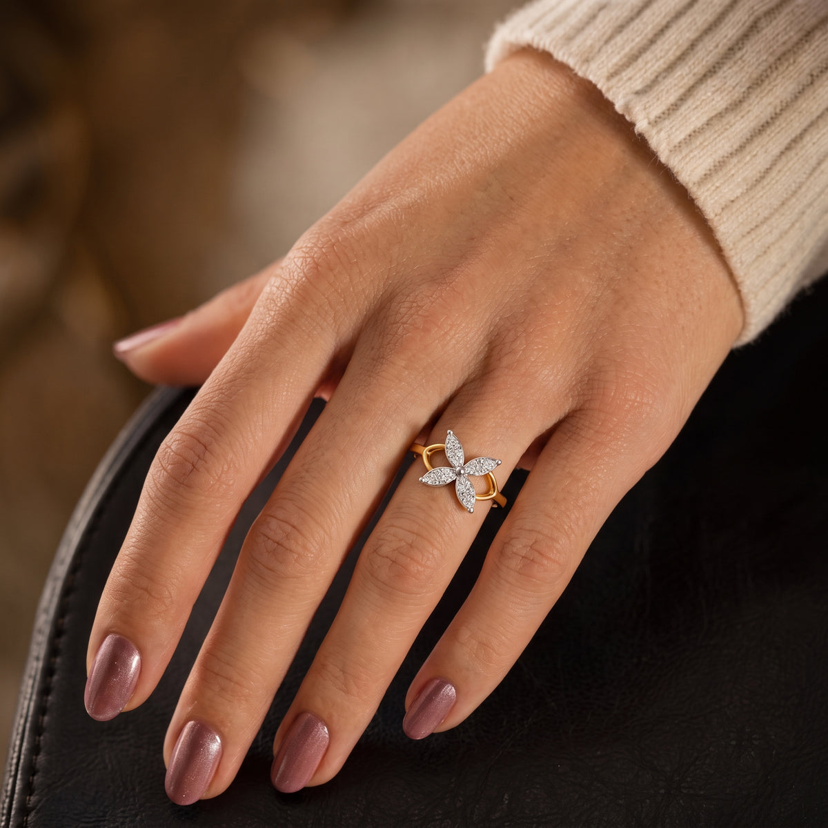 Four-Petal Diamond Ring