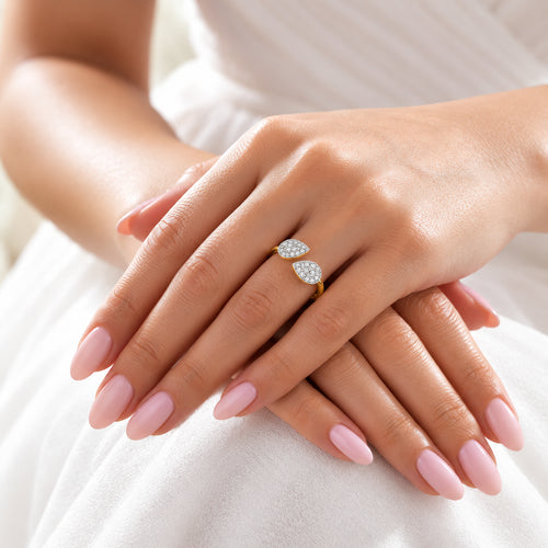 Load image 1 in gallery view. Double Teardrop Diamond Ring
