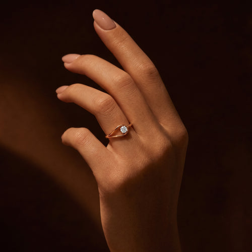 Load image 1 in gallery view. Diamond Open Swirl Ring