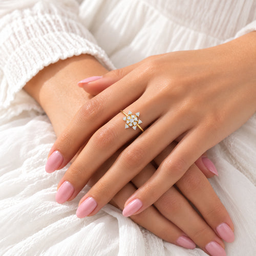 Load image 1 in gallery view. Diamond Compass Star Ring