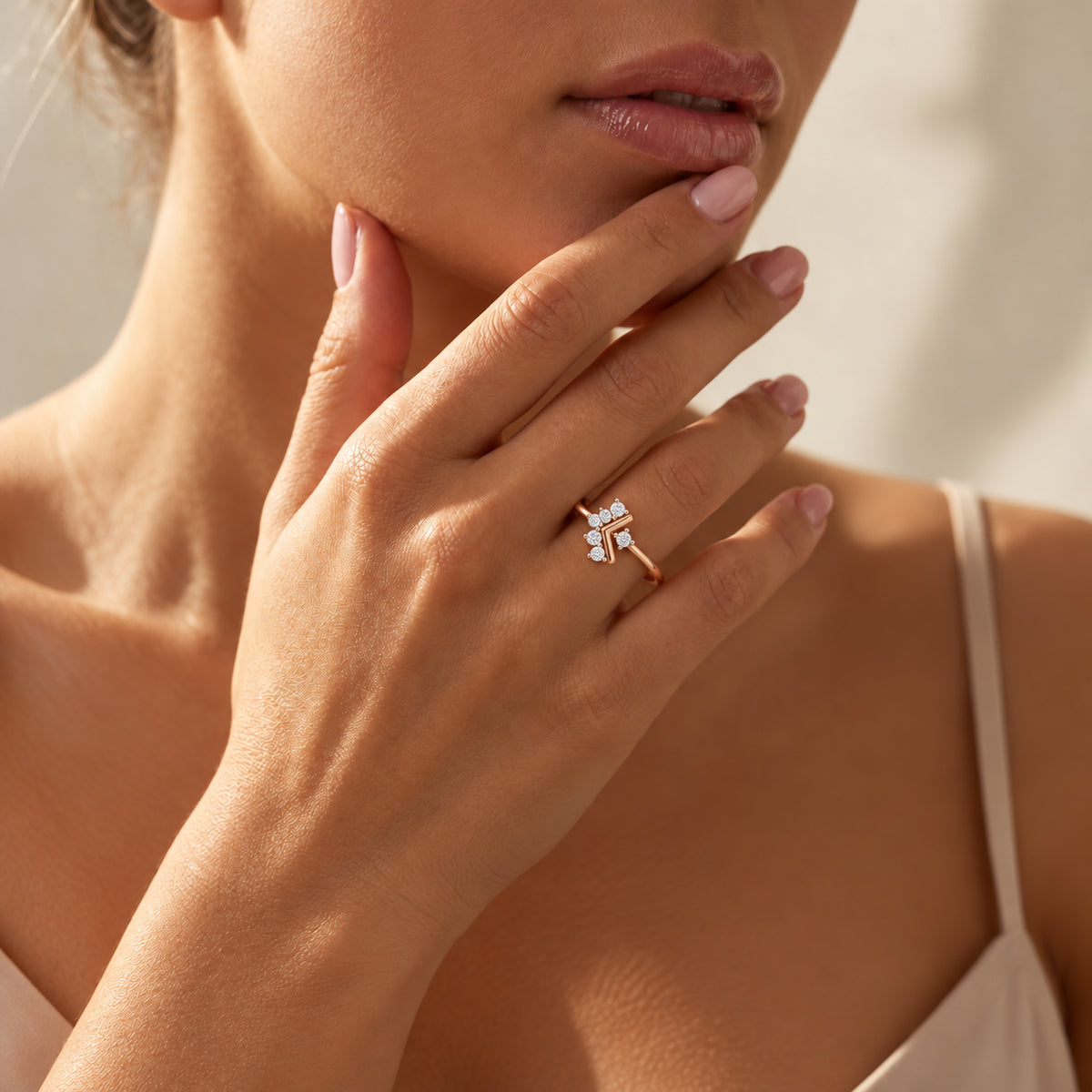 Diamond Chevron Blossom Ring