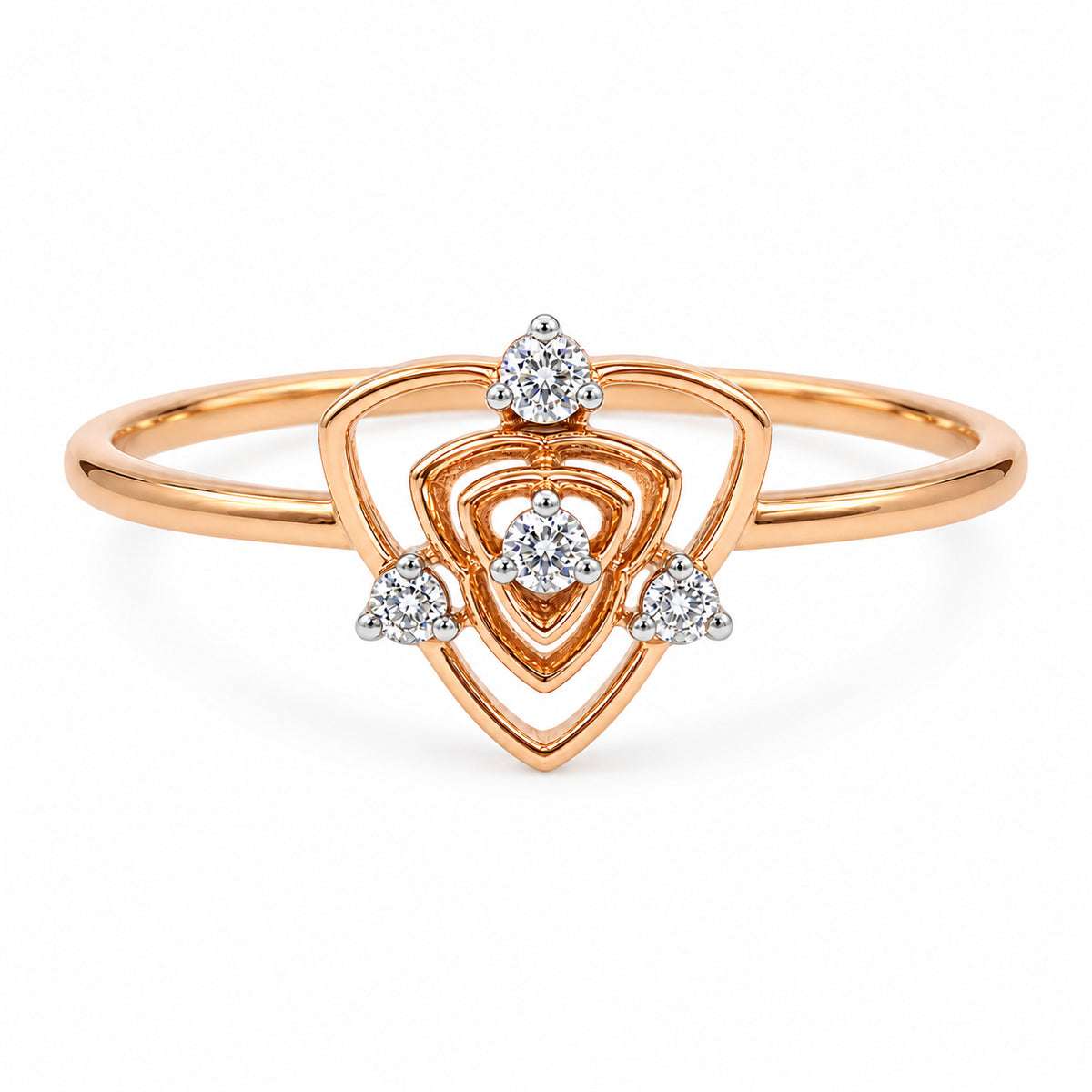 Layered Shield Diamond Ring