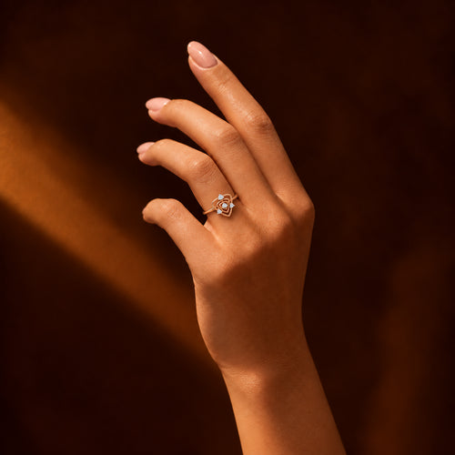 Load image 1 in gallery view. Layered Shield Diamond Ring