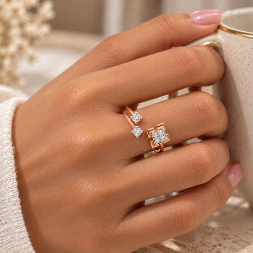 Load image 1 in gallery view. Asymmetric Diamond Square Ring