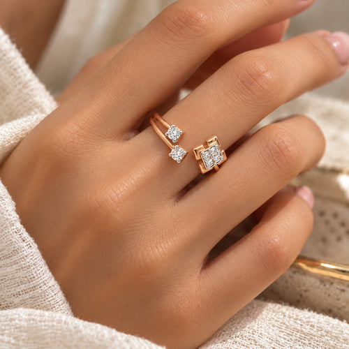 Load image 1 in gallery view. Asymmetric Diamond Square Ring