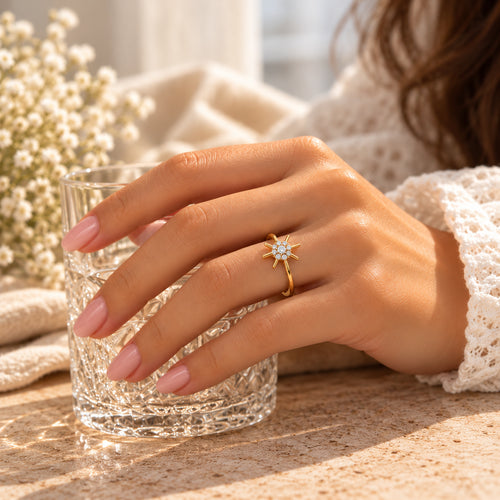 Load image 1 in gallery view. Diamond Starburst Ring