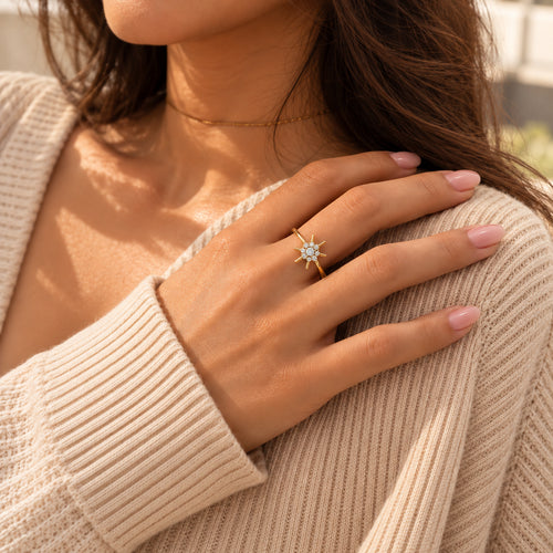 Load image 1 in gallery view. Diamond Starburst Ring