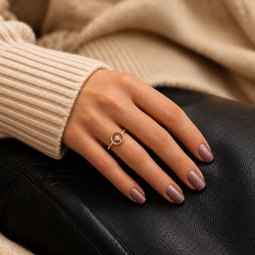 Load image 1 in gallery view. Diamond Clover Circle Ring