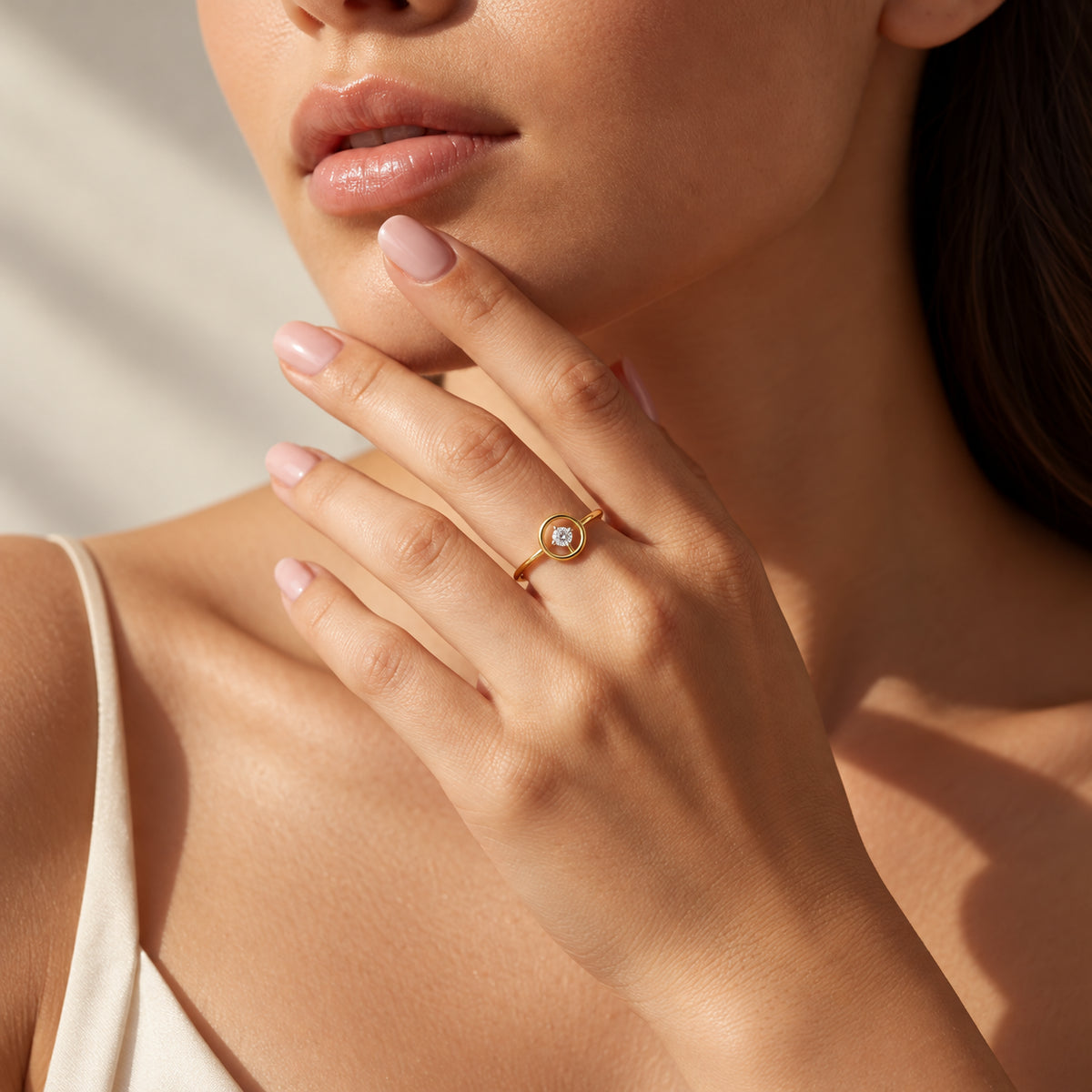 Diamond Clover Circle Ring
