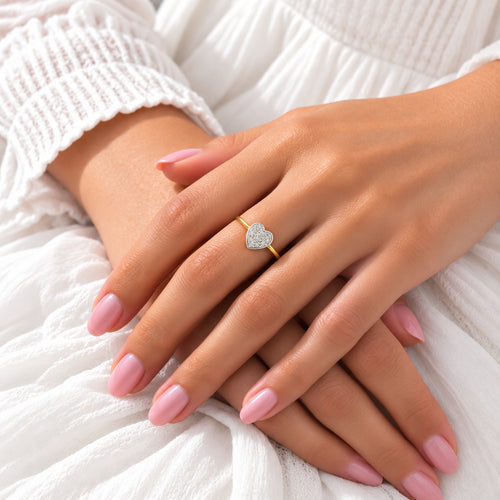 Load image 1 in gallery view. Pavé Diamond Heart Ring