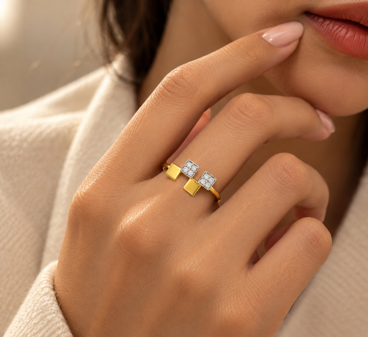 Alternating Square Diamond Ring