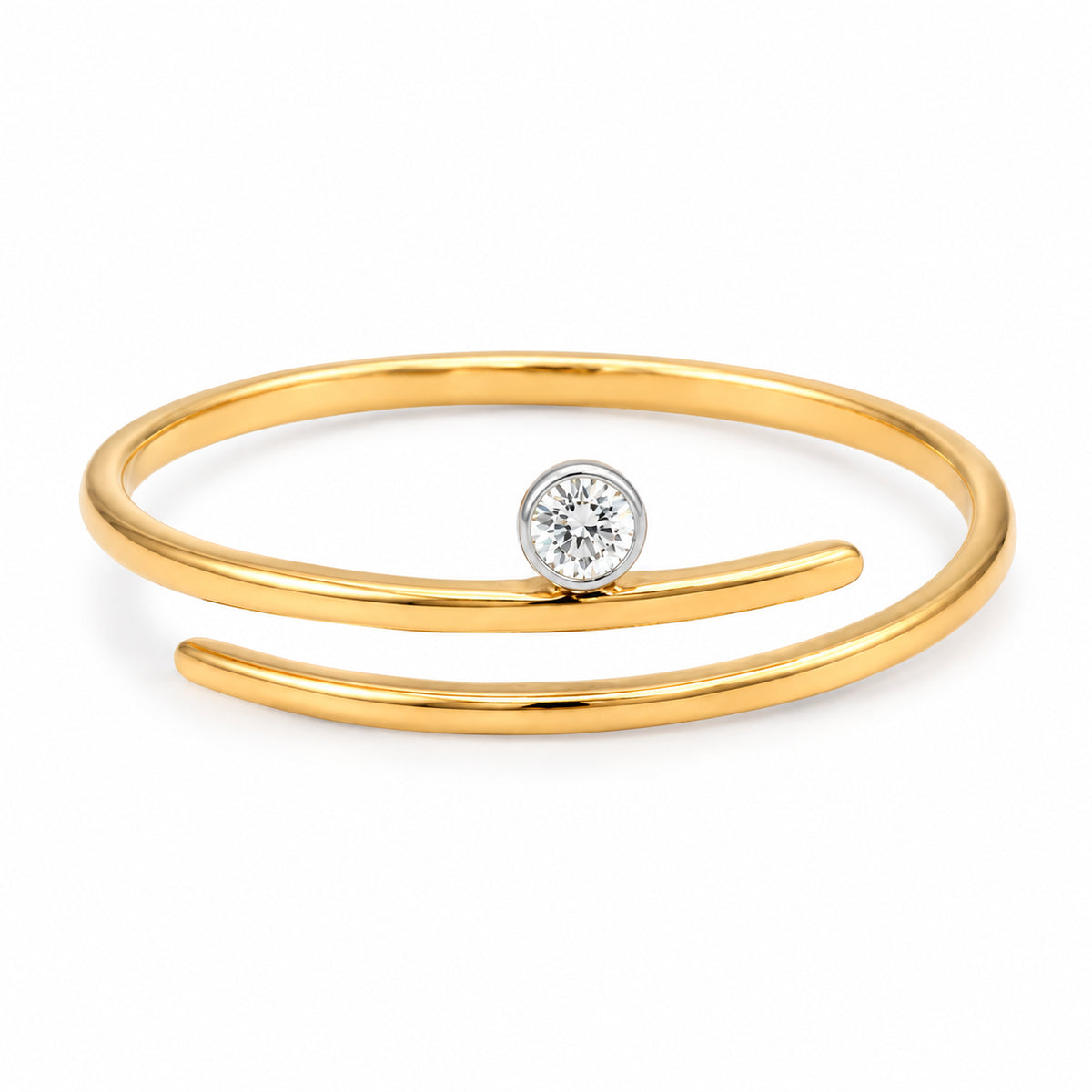 Diamond Spiral Open Ring