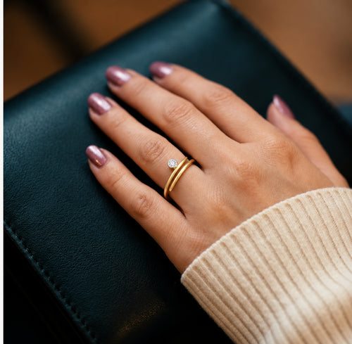 Load image 1 in gallery view. Diamond Spiral Open Ring