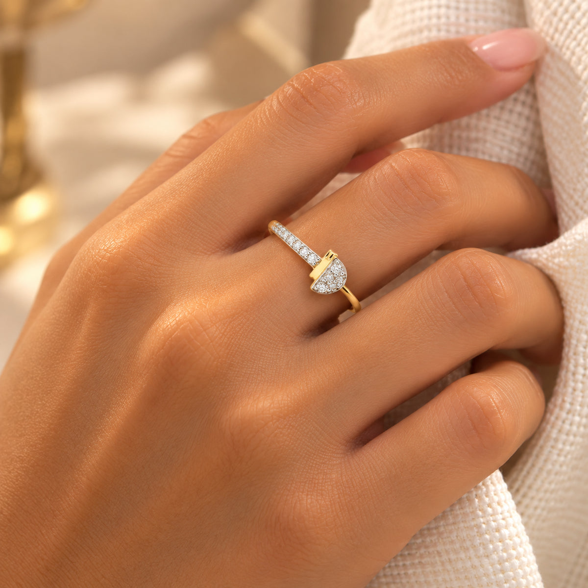 Diamond Half-Moon Ring