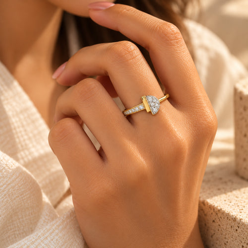 Load image 1 in gallery view. Diamond Half-Moon Ring