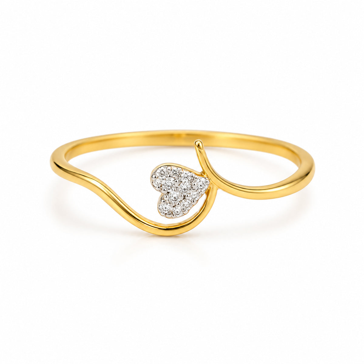 Diamond Heart Curve Ring