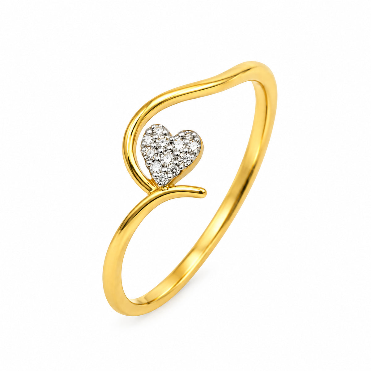 Diamond Heart Curve Ring