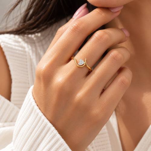 Load image 1 in gallery view. Diamond Heart Curve Ring