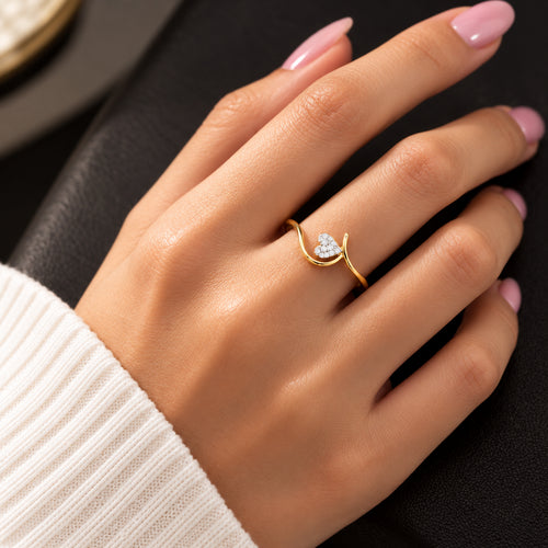 Load image 1 in gallery view. Diamond Heart Curve Ring