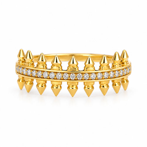 Load image 1 in gallery view. Diamond Double-Row Spike Ring