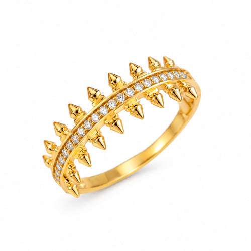 Load image 1 in gallery view. Diamond Double-Row Spike Ring