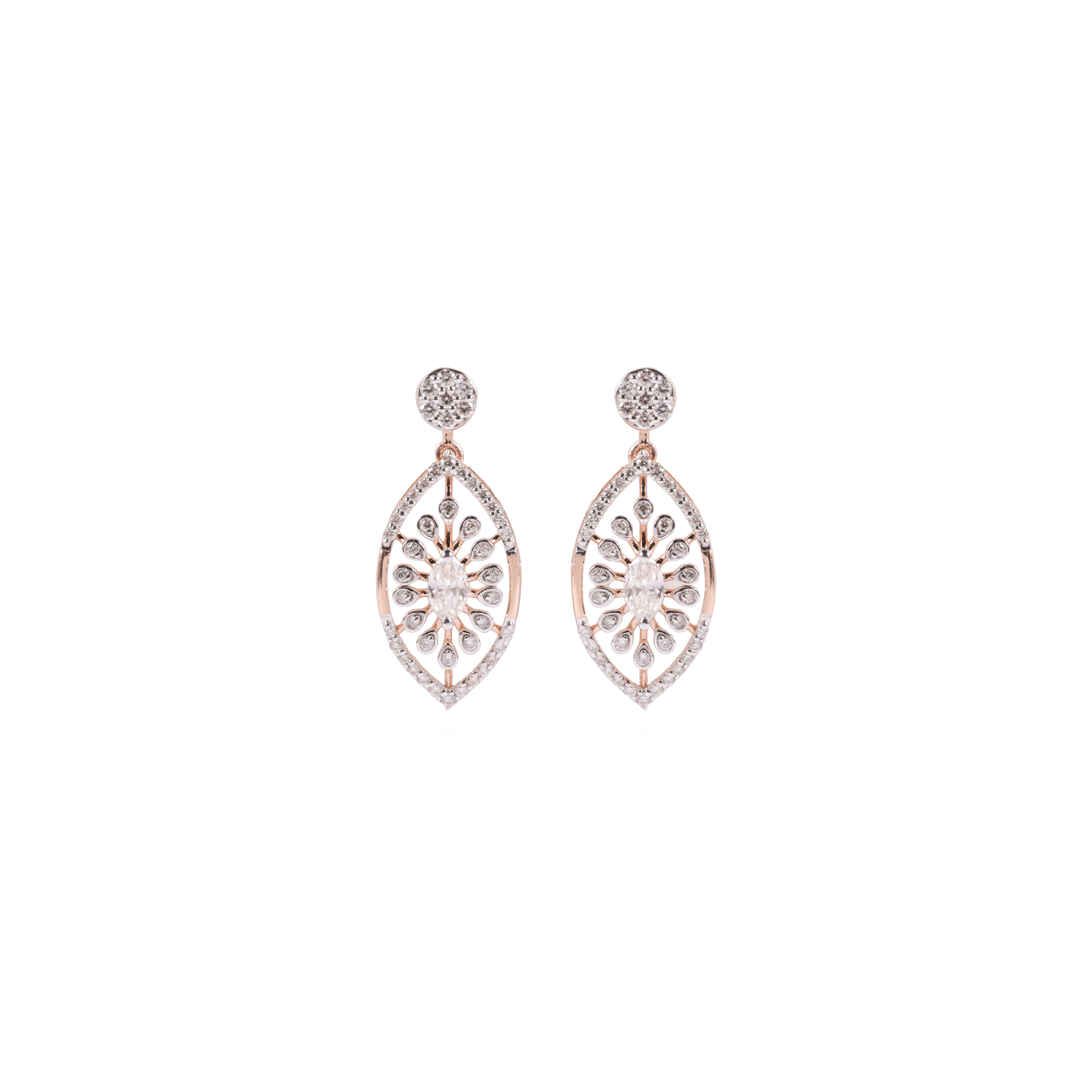 Teardrop Floral Diamond Earrings