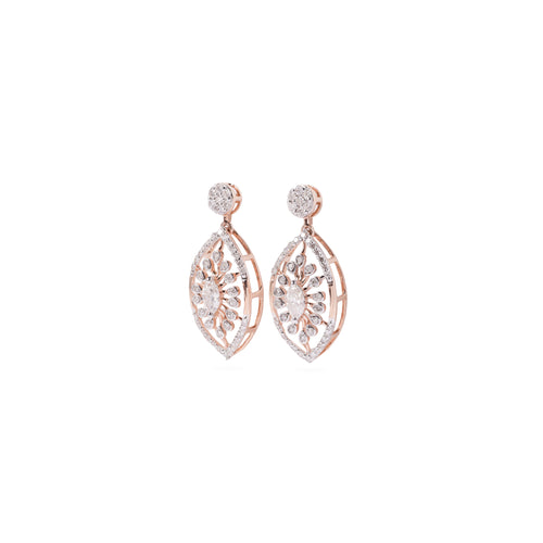 Load image 1 in gallery view. Teardrop Floral Diamond Earrings