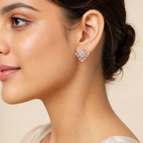 Load image 1 in gallery view. Clover Cutout Diamond Earrings