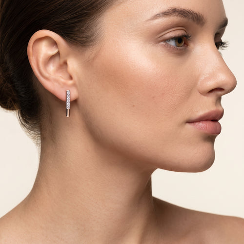 Load image 1 in gallery view. Vertical Bar Pave Earrings