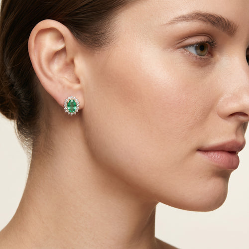 Load image 1 in gallery view. Green Stone Diana Earrings